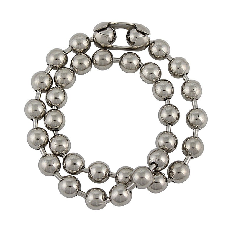DragonWeave 9.5mm Extra Large Silver Steel Ball Chain Mens Necklace with Extra Durable Color Protect Finish - 18 inches - Image 2